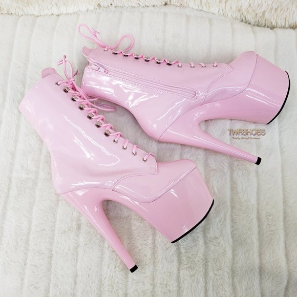Pleaser Shoes Baby Pink Patent Platform 7 Heel Ankle Boots Poshmark